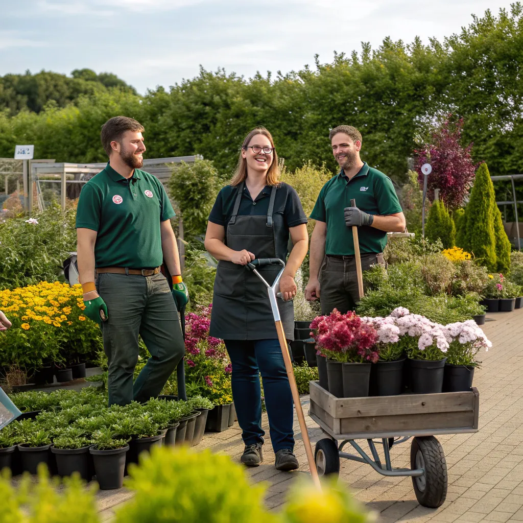 DYROVANIX team members in the garden center