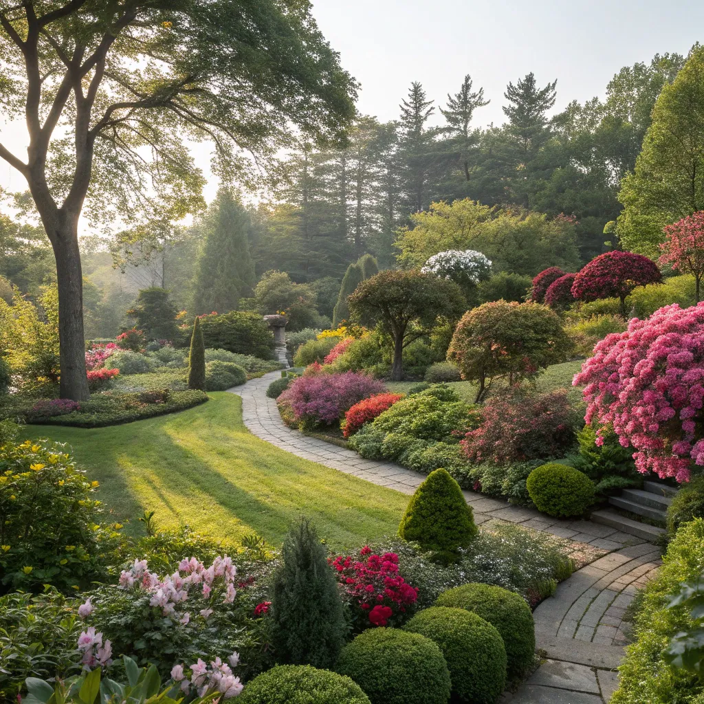 Beautifully landscaped garden with seasonal plants